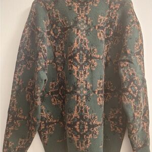 Abercrombie & Fitch Green and Brown Crewneck Sweater